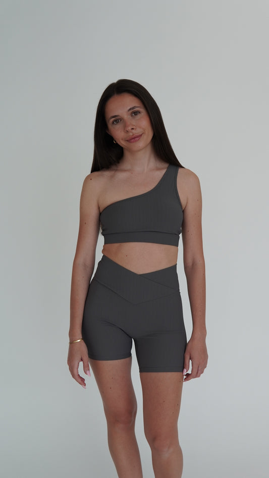 SCULPT V-WAIST BIKE SHORTS - SLATE